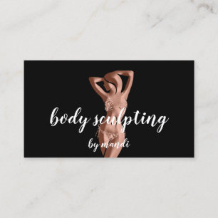 Carte De Visite Body Sclupting Massage Logo Rose Gold Bikini QR