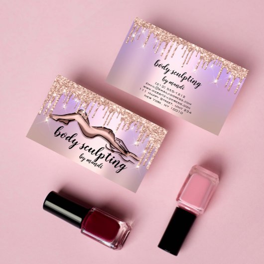 Carte De Visite Body Sculpting Beauté Logo Parties scintillant Ros