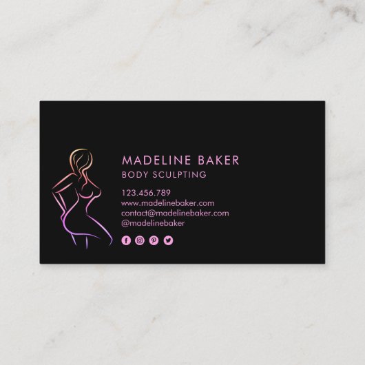 Carte De Visite Body Sculpting Fitness Linergie Entraîneur de tail (Dos)