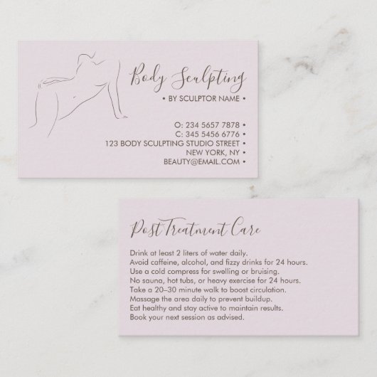 Carte De Visite Body sculpting lilac Post Pre Treatment Care (Devant / Derrière)
