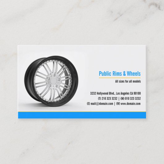 Carte De Visite Body Shop Rims et Wheels (Devant)