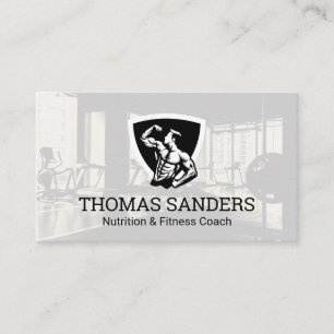 Carte De Visite Bodybuilder Pose Flexing Salle de gym