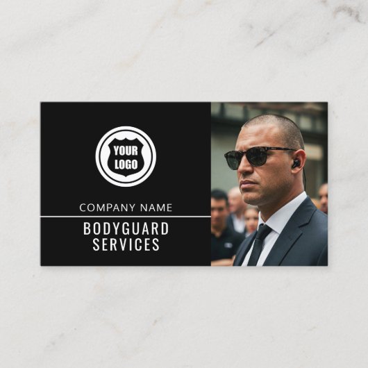 Carte De Visite Bodyguard Services Modern Photo Logo Code QR (Devant)