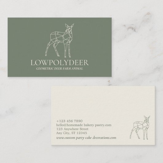 Carte De Visite Boeuf de taille verte Lowpoly cerf (Devant / Derrière)