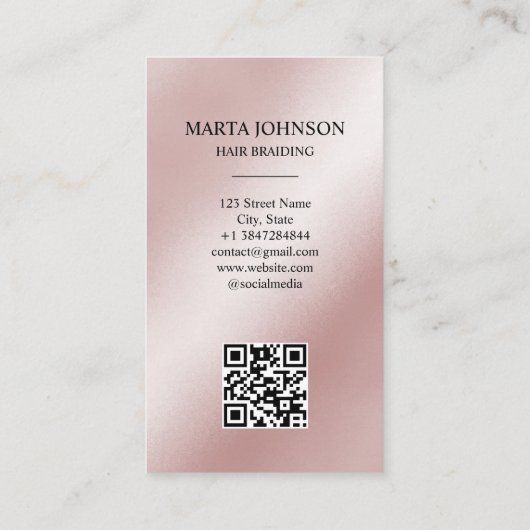 Carte De Visite Bohème Afro-Américain Braids Code QR (Dos)