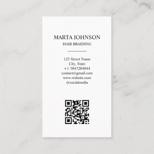 Carte De Visite Bohème Afro-Américain Braids Code QR (Dos)
