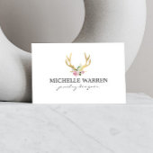 Carte De Visite Bohème Antlers en or avec Fleurs