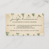 Carte De Visite Bohème Beige Vert Fleur mignonne Cactus (Dos)