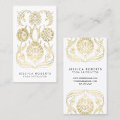 Carte De Visite Bohème Faux Gold Foil Moderne tendance Floral (Devant / Derrière)