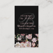 Carte De Visite bohème france chic noir floral (Dos)