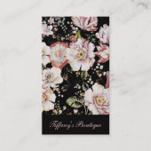 Carte De Visite bohème france chic noir floral (Devant)