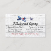 Carte De Visite Bohème Gypsy Arrow Feather & Beads Bois rustique (Dos)