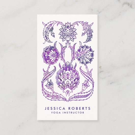 Carte De Visite Bohème Purple Aquarelle Design Floral (Devant)