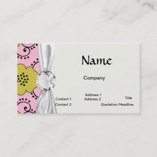 Carte De Visite bohème shabby chic damassé vert rose floral