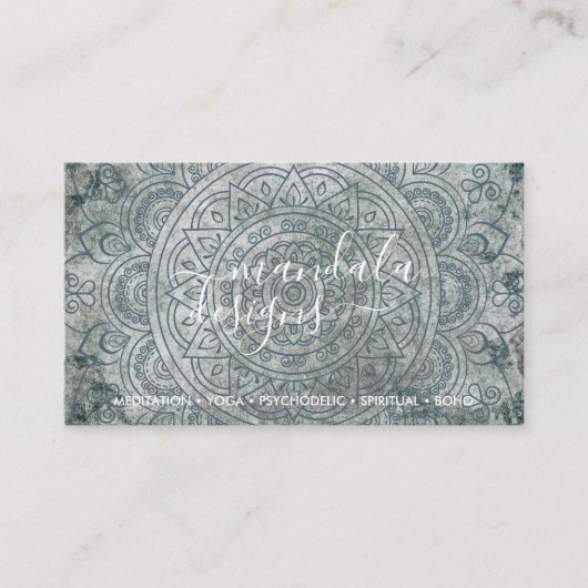 Carte De Visite Bohemian Spiritual Green Mandala Boho (Devant)