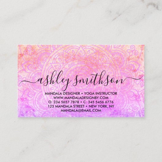 Carte De Visite Bohemian Spiritual Pink Mandala Boho (Dos)