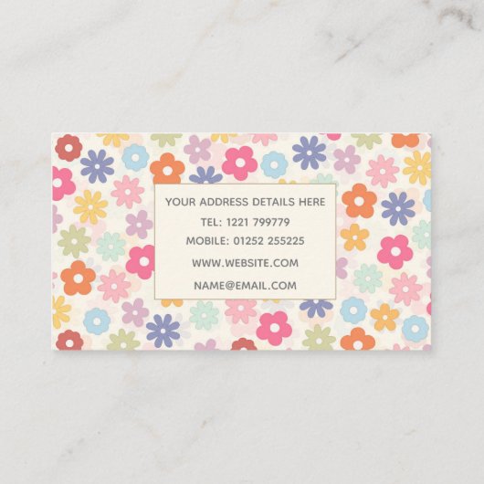 Carte De Visite Boho 70's Retro Daisy Flowers (Dos)