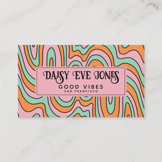 Carte De Visite Boho Abstrait Retro (Devant)