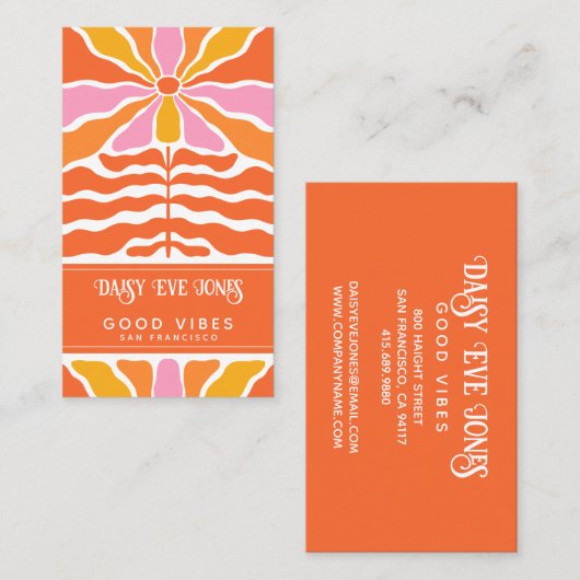 Carte De Visite Boho Abstrait Retro (Devant / Derrière)