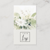 Carte De Visite Boho Abstrait vert blanc floral (Devant)