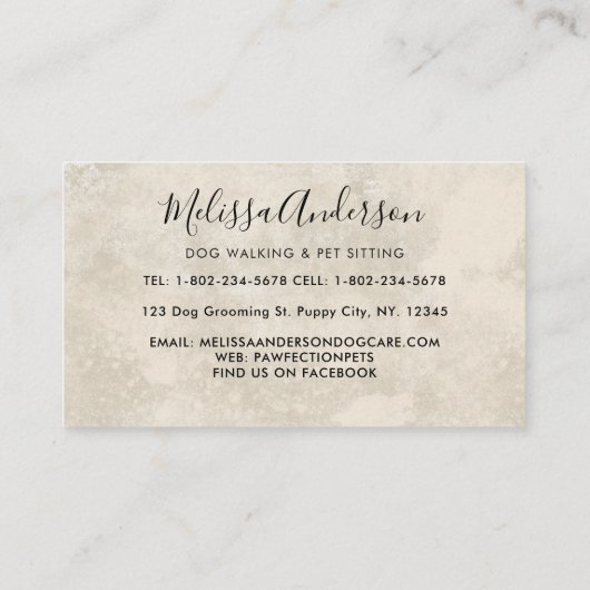 Carte De Visite Boho Aquarelle Chiens Chiens Marche Chien Groomer  (Dos)