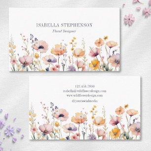 Carte De Visite Boho Aquarelle Fleur sauvage concepteur de fleuris