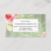 Carte De Visite Boho Aquarelle Fleurs sur bois vert rustique (Dos)