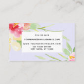 Carte De Visite Boho Aquarelle Fleurs sur Lavande (Dos)