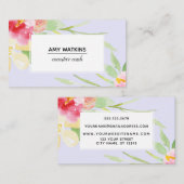 Carte De Visite Boho Aquarelle Fleurs sur Lavande (Devant / Derrière)