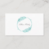 Carte De Visite Boho Aquarelle Turquoise Plumes florales Cimetière (Devant)