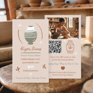 Carte De Visite Boho Artisan Pottery Maker Crafts photo code qr