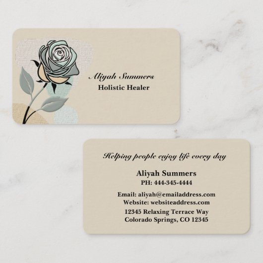 Carte De Visite Boho Artistic Rose Meditative Business Card (Devant / Derrière)