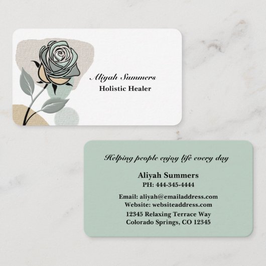 Carte De Visite Boho Artistic Rose Meditative Business Card (Devant / Derrière)