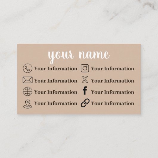 Carte De Visite Boho Beach pour Cristal (Dos)