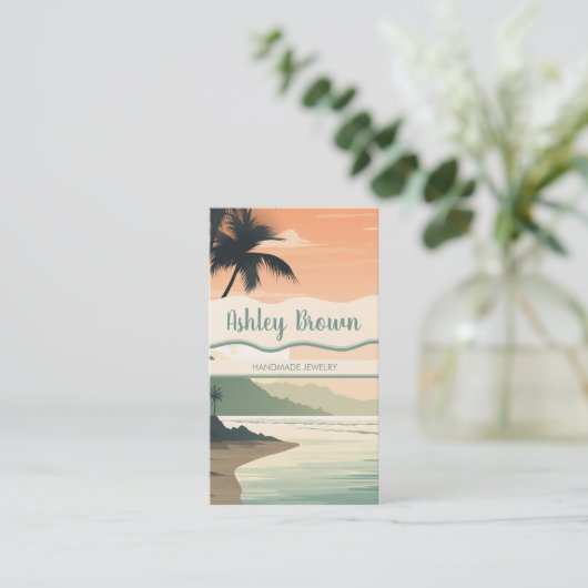 Carte De Visite Boho Beach Terracotta Écouter Bijoux Illustration (Debout devant)