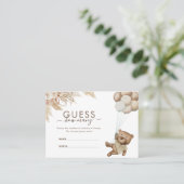 Carte De Visite Boho Bear Devine Combien De Baby showers Jeu (Debout devant)