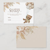 Carte De Visite Boho Bear Devine Combien De Baby showers Jeu (Devant / Derrière)
