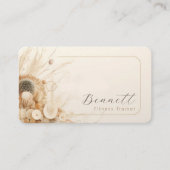 Carte De Visite Boho Beige Abstrait neutre Script (Devant)