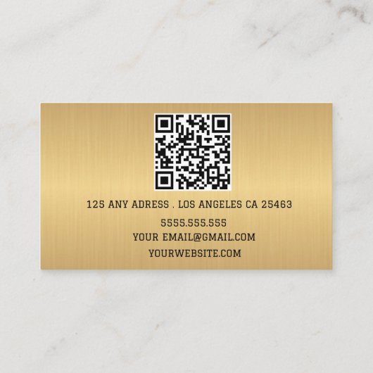 Carte De Visite Boho Beige Calligraphie Script code QR (Dos)