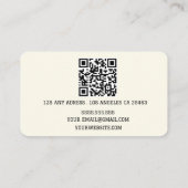 Carte De Visite Boho Beige Calligraphie Script code QR (Dos)
