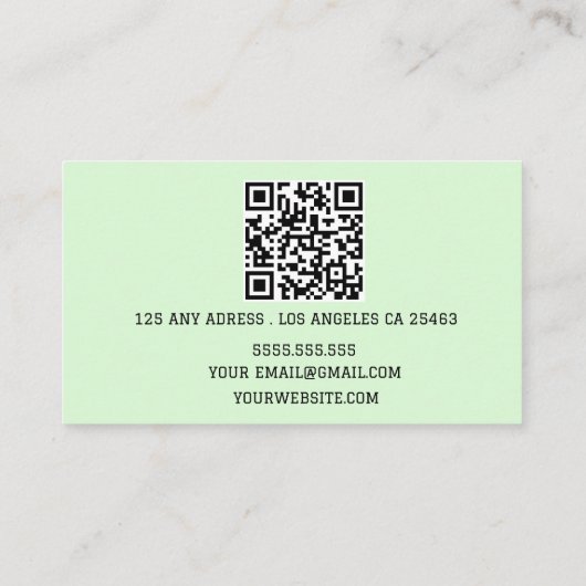 Carte De Visite Boho Beige Calligraphie Script code QR (Dos)