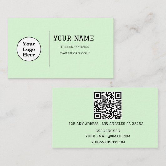 Carte De Visite Boho Beige Calligraphie Script code QR (Devant / Derrière)