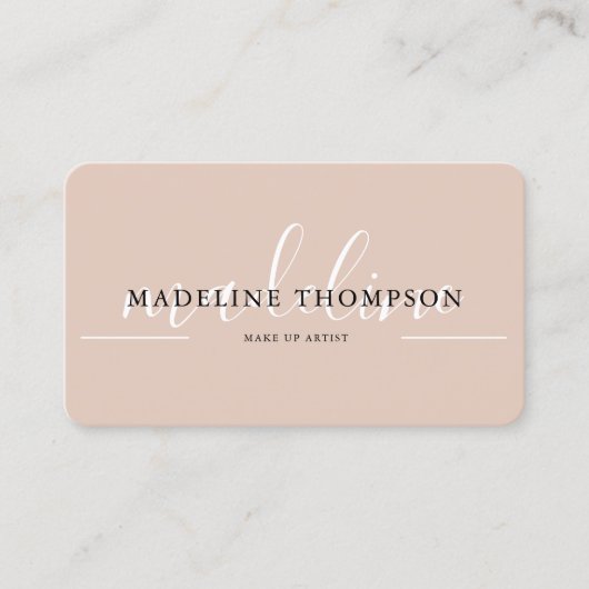 Carte De Visite Boho Beige Calligraphie Script code QR (Devant)