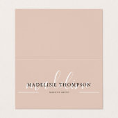 Carte De Visite Boho Beige Calligraphy Script QR code Folded (Extérieur déplié)