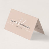 Carte De Visite Boho Beige Calligraphy Script QR code Folded (Devant)