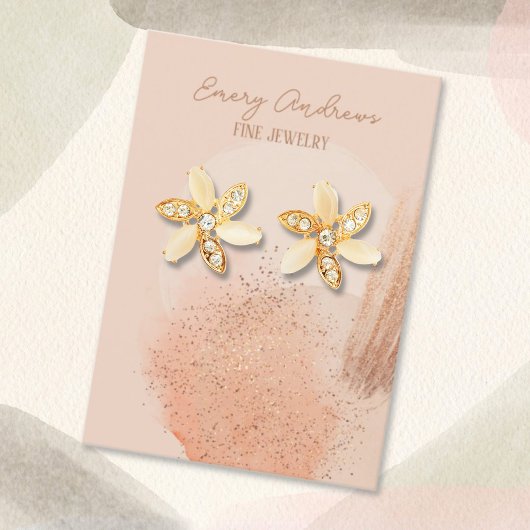 Carte De Visite Boho Beige Designer Bijoux Écran Porte-oreilles