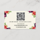 Carte De Visite Boho Beige Floral Calligraphie Script code QR (Dos)