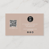 Carte De Visite Boho Beige Signature Script QR Code Médias sociaux (Dos)