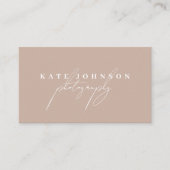 Carte De Visite Boho Beige Signature Script QR Code Médias sociaux (Devant)