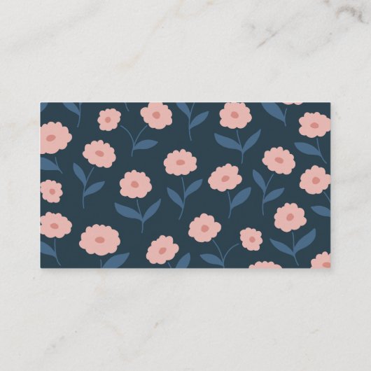 Carte De Visite Boho bleu moderne Floral Simple tendance (Dos)